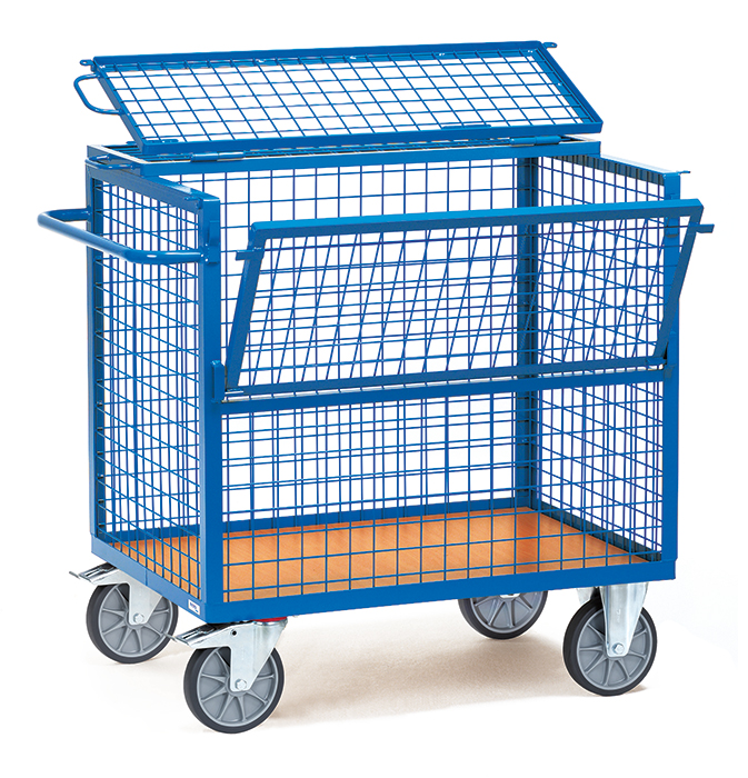 fetra® Wire cage cart with cover 2762