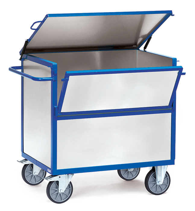 fetra® Sheet steel box cart with cover 2832