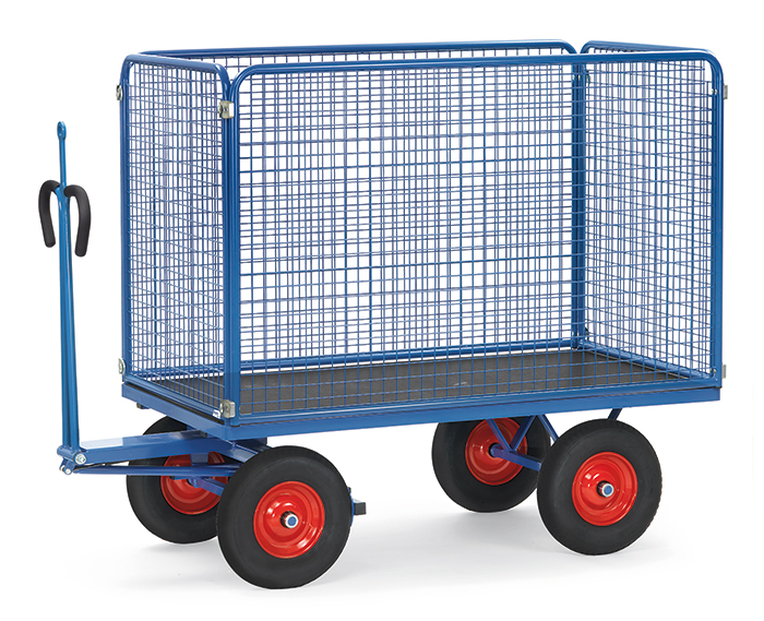 fetra® Handpritschenwagen mit Gitterwänden und Zugöse 6445VZ