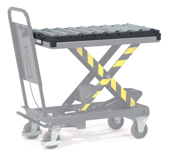 fetra® Roller conveyor with fixed frame for lifting table cart 
