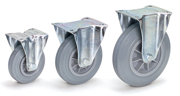 fetra® Fixed-wheel castor solid rubber blue-grey 125 x 38 mm