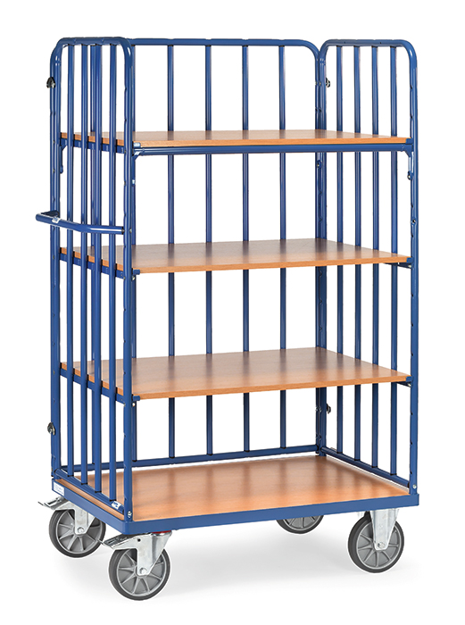 fetra® Shelved trolley with 1 longitudinal wall 8312-1