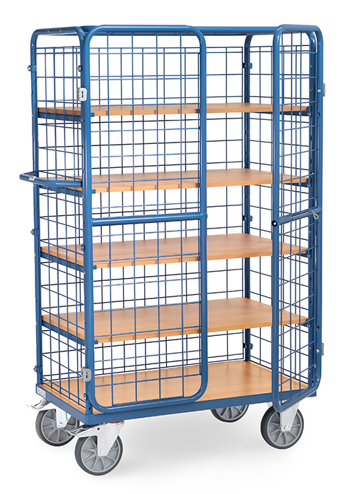 fetra® Shelved trolley with wing doors 8581-3DE