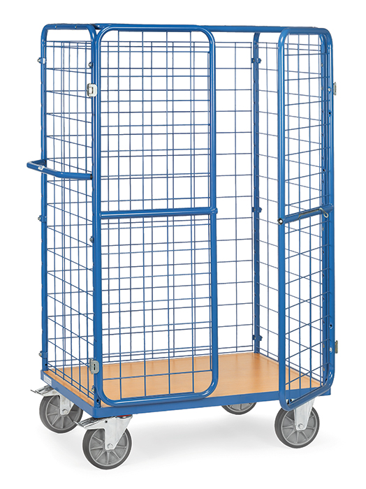 fetra® Parcel cart with double wing doors and roof 8583-3D