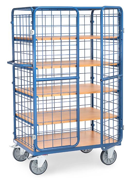 fetra® Shelved trolley with wing doors 8582-3DE
